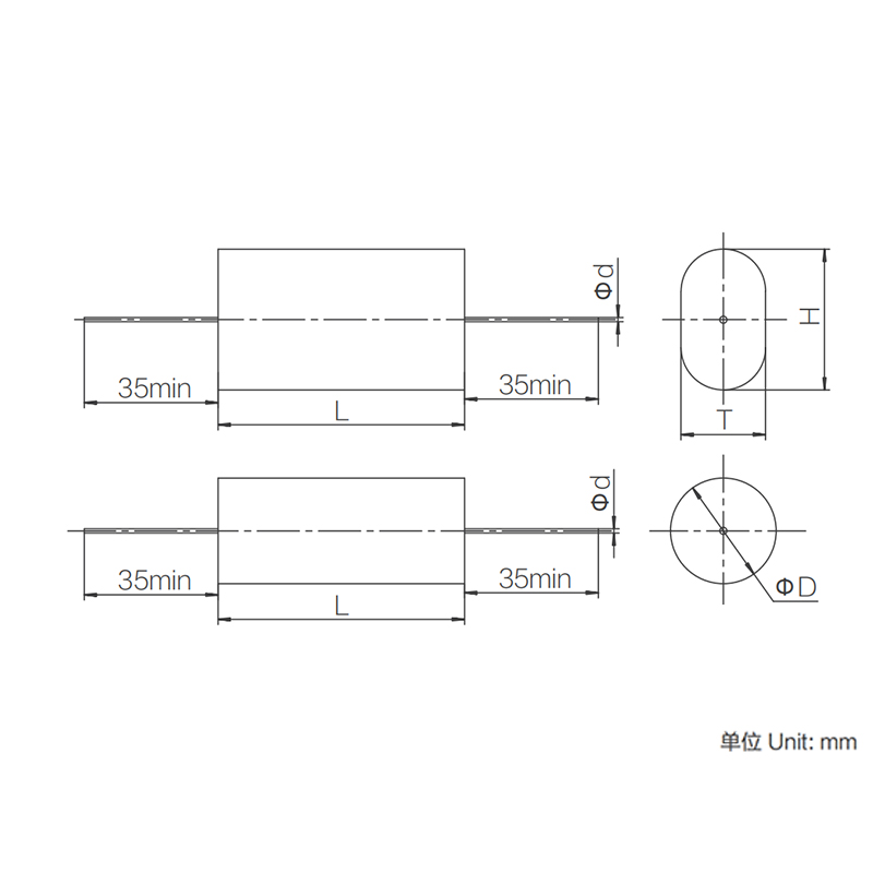 CBB20-serien metallisert polypropylen filmkondensator (aksial-type)